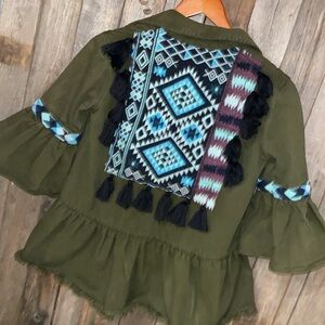 Anthropologie beautiful stories xs 3/4 sleeve pattered jacket